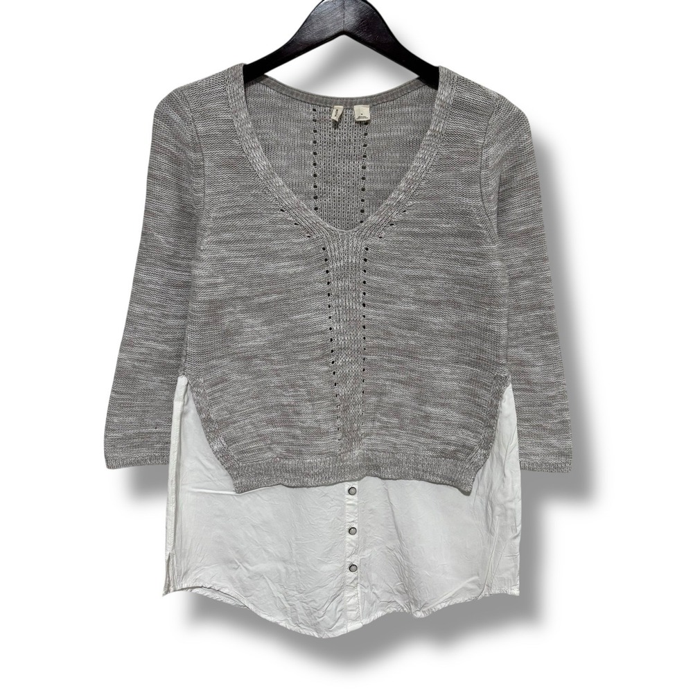 Anthropologie Moth Women's Layered Knit Sweater Shirt Size Medium 18 x 28